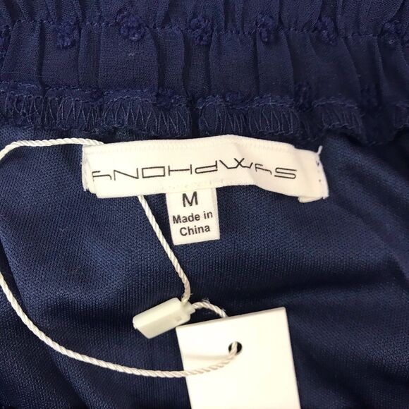 Symphony Size Medium Navy Blue Off The Shoulder Layered Eyelet Dress NWT - Picture 9 of 9